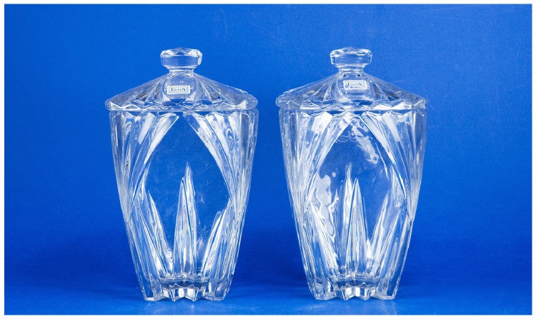 Appraisal: Evita Crystal Lead Crystal Pair Of Vases And Covers Each