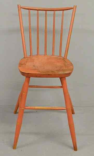 Appraisal: Windsor style salmon painted youth chair by Hagerty Cohasset MA