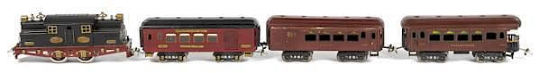 Appraisal: Ives standard gauge four-piece train set to incl Ives standard