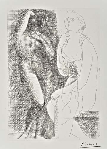 Appraisal: PABLO PICASSO Femme nue devant une Statue Etching x mm