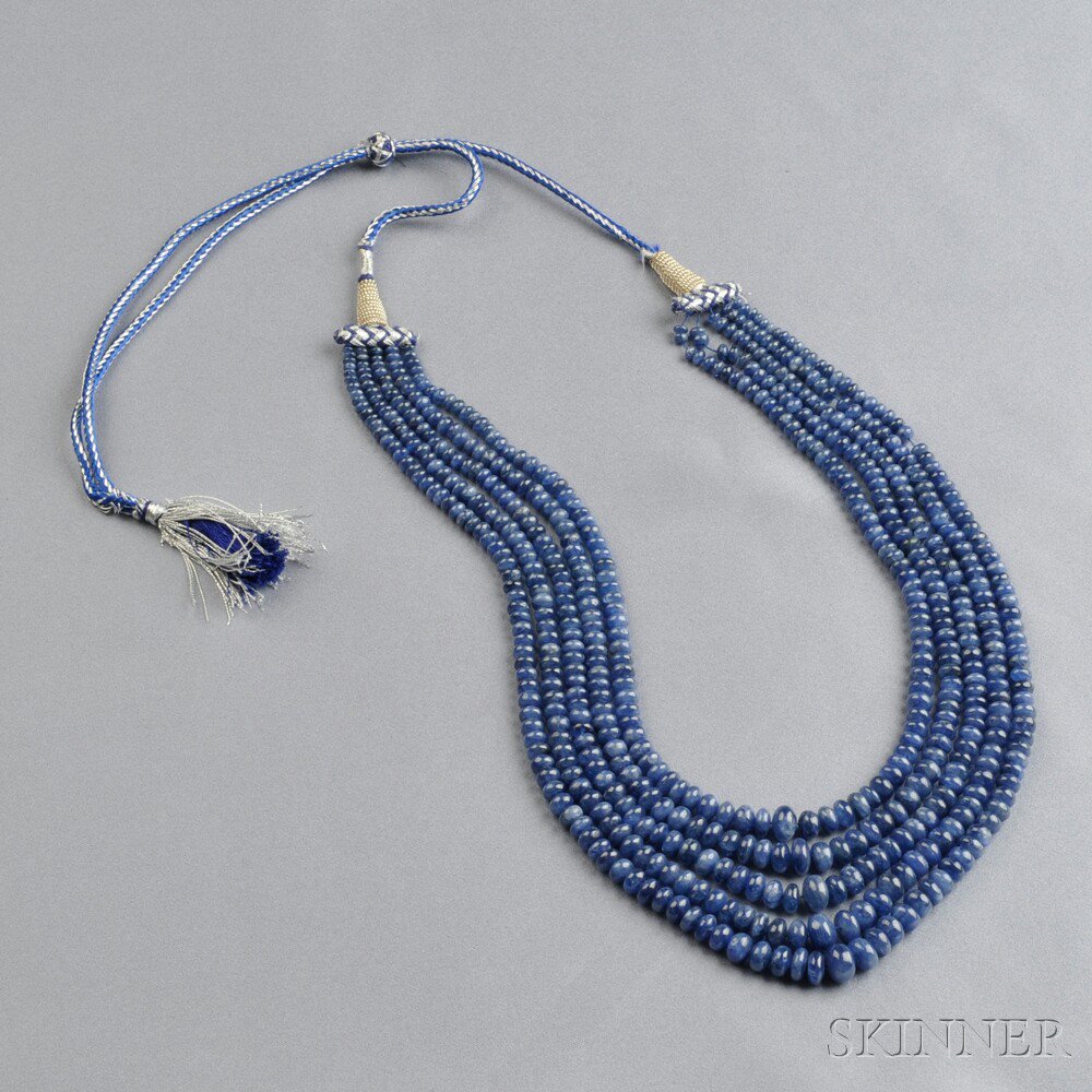 Appraisal: Sapphire Bead Necklace composed of five strands of sapphire beads