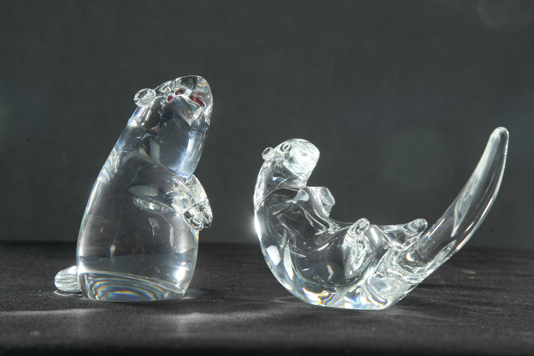 Appraisal: TWO STEUBEN GLASS ANIMAL FIGURES American th quarter- th century