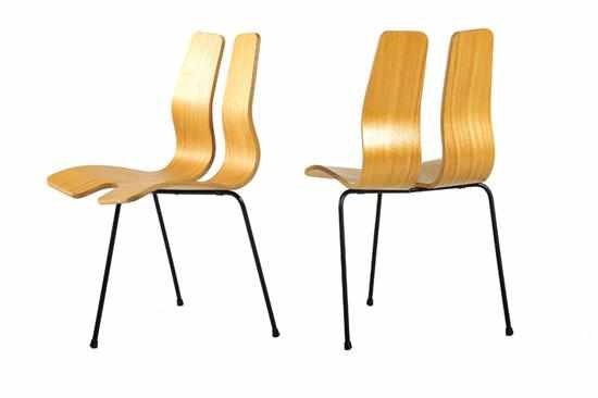 Appraisal: CLEMENT MEADMORE - A PAIR OF DINING CHAIRS c plywood