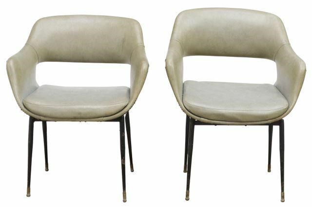 Appraisal: pair Italian mid-century modern armchairs c s having continuous back