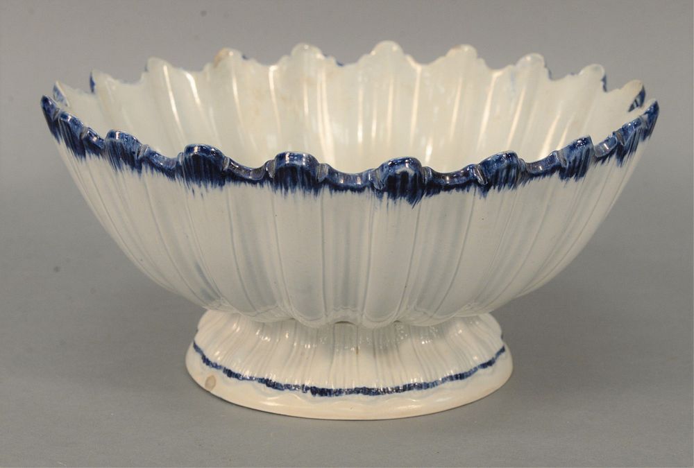 Appraisal: Soft Paste Footed Bowl with scalloped top with blue highlights