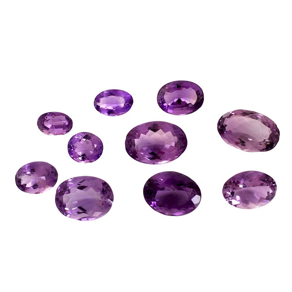 Appraisal: Ten Amethyst Stones Approx Carats of Oval Brilliant Cut Amethyst