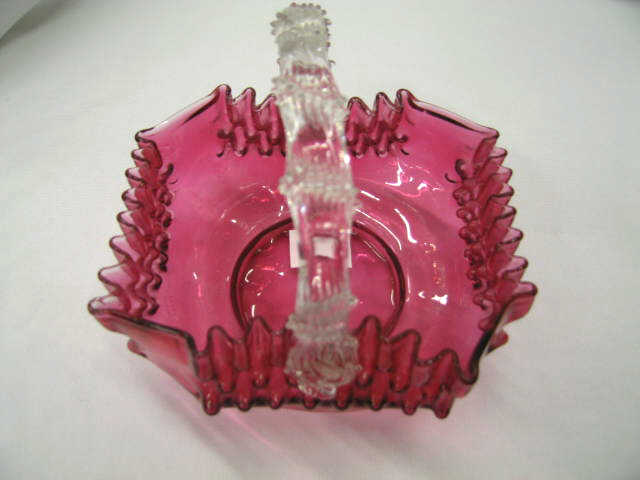 Appraisal: Victorian Cranberry Art Glass Basket