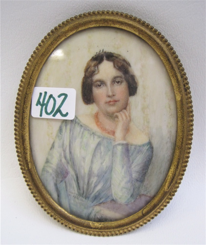 Appraisal: MINIATURE PORTRAIT PAINTING IN GILT FRAME of a young woman