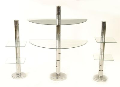 Appraisal: An Art Deco Multiform chromed metal display stand three cylindrical