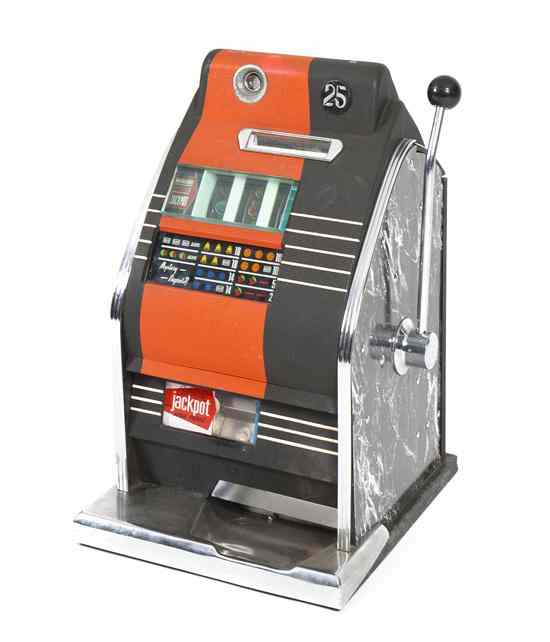 Appraisal: An American Painted and Chromed Cent Slot Machine of typical