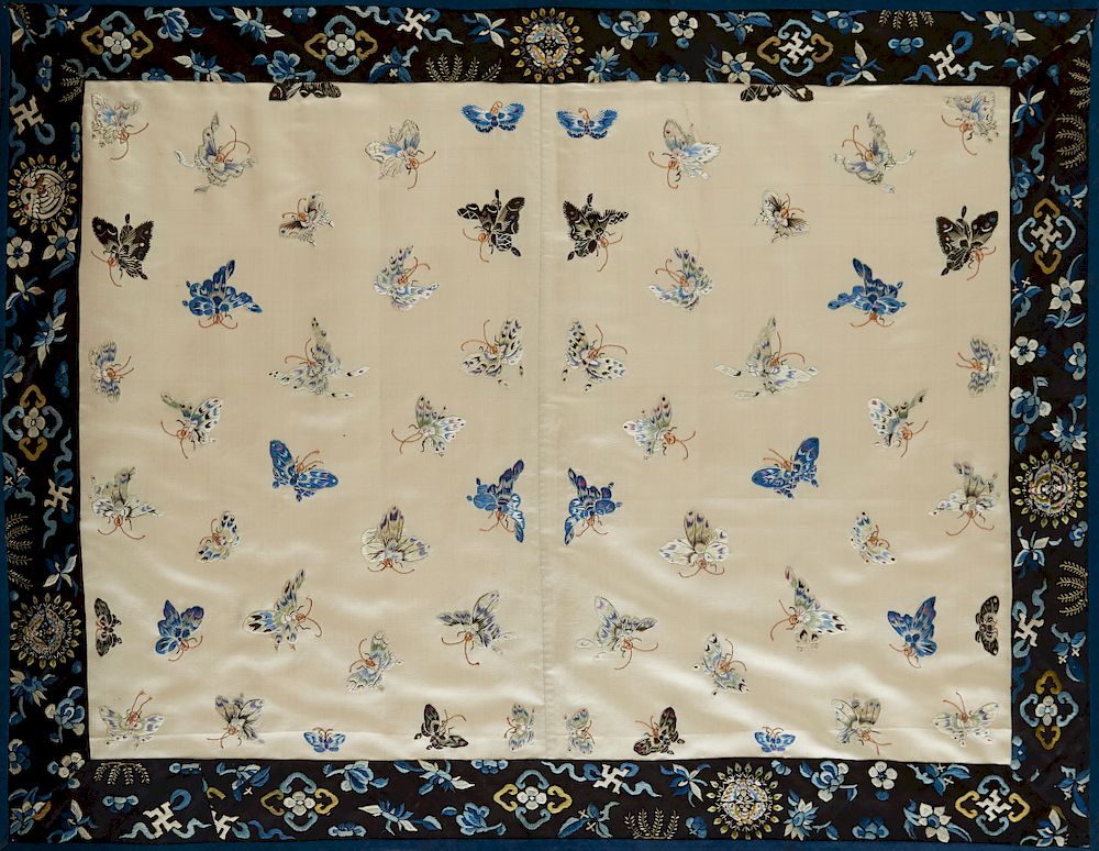 Appraisal: Early th C Chinese Silk Butterfly Embroidery Chinese embroidery depicting