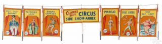 Appraisal: Snap Wyatt seven-part oil on canvas circus banner of small