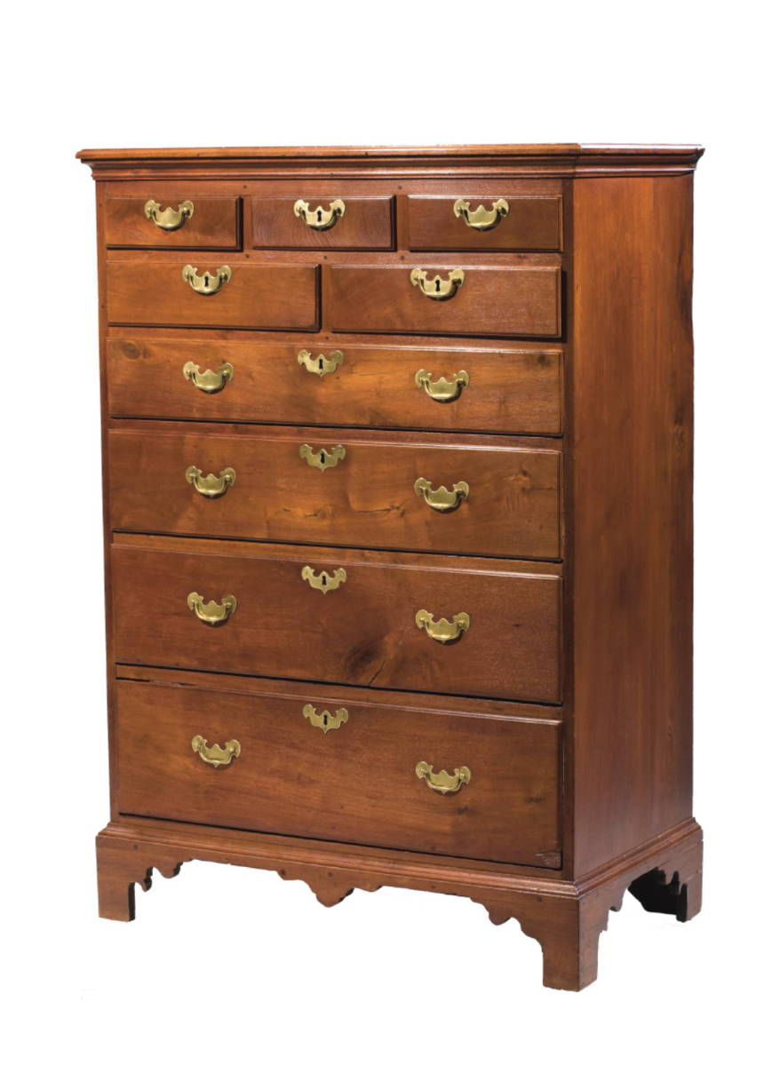 Appraisal: MID-ATLANTIC OR SOUTHERN CHIPPENDALE WALNUT TALL CHEST OF DRAWERS The