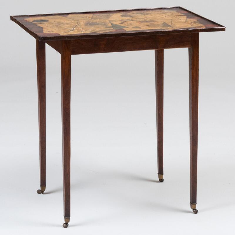 Appraisal: English Rosewood Trompe L'Oeil and Painted Side Table With a