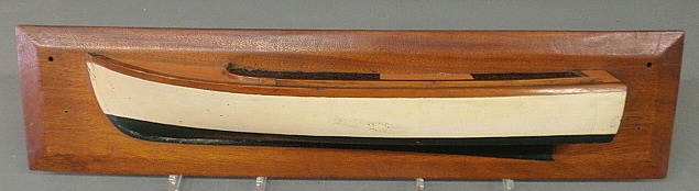 Appraisal: - Mahogany and paint decorated half-hull model h x w