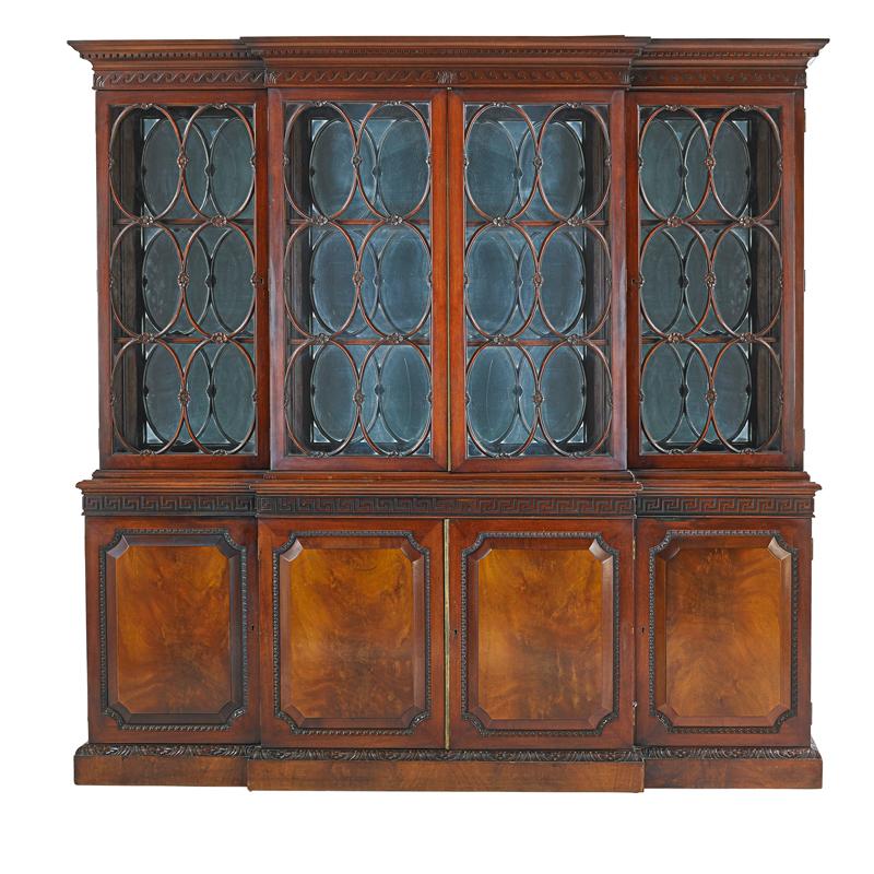 Appraisal: GEORGE III STYLE BREAKFRONT Mahogany with mirrored back and four