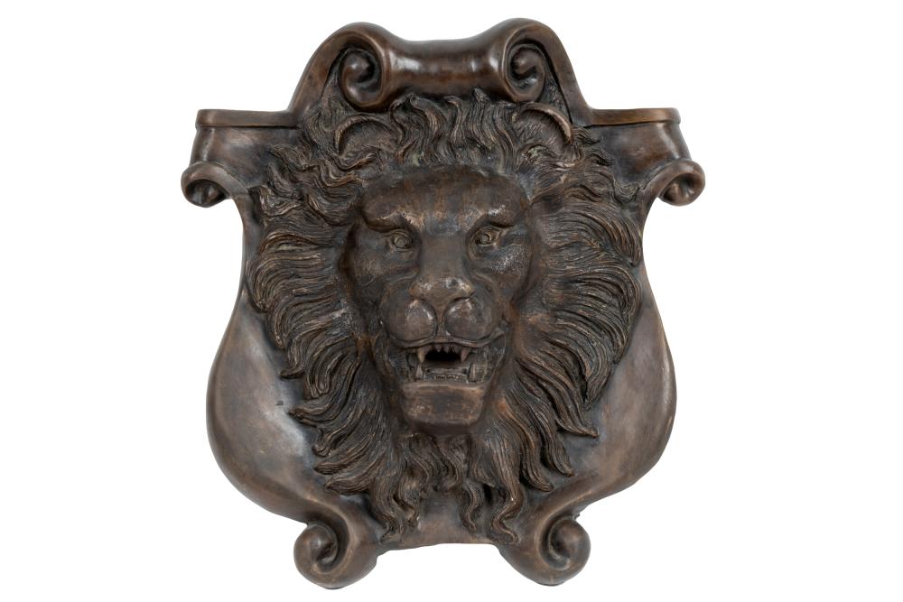 Appraisal: LION WALL FONTbronze lion decoration fitted for fountain spout through