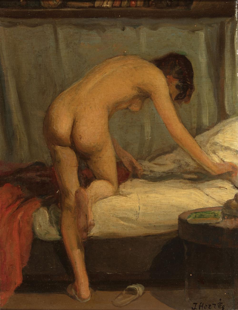 Appraisal: Continental School early th c Nude in the Bedroom oil