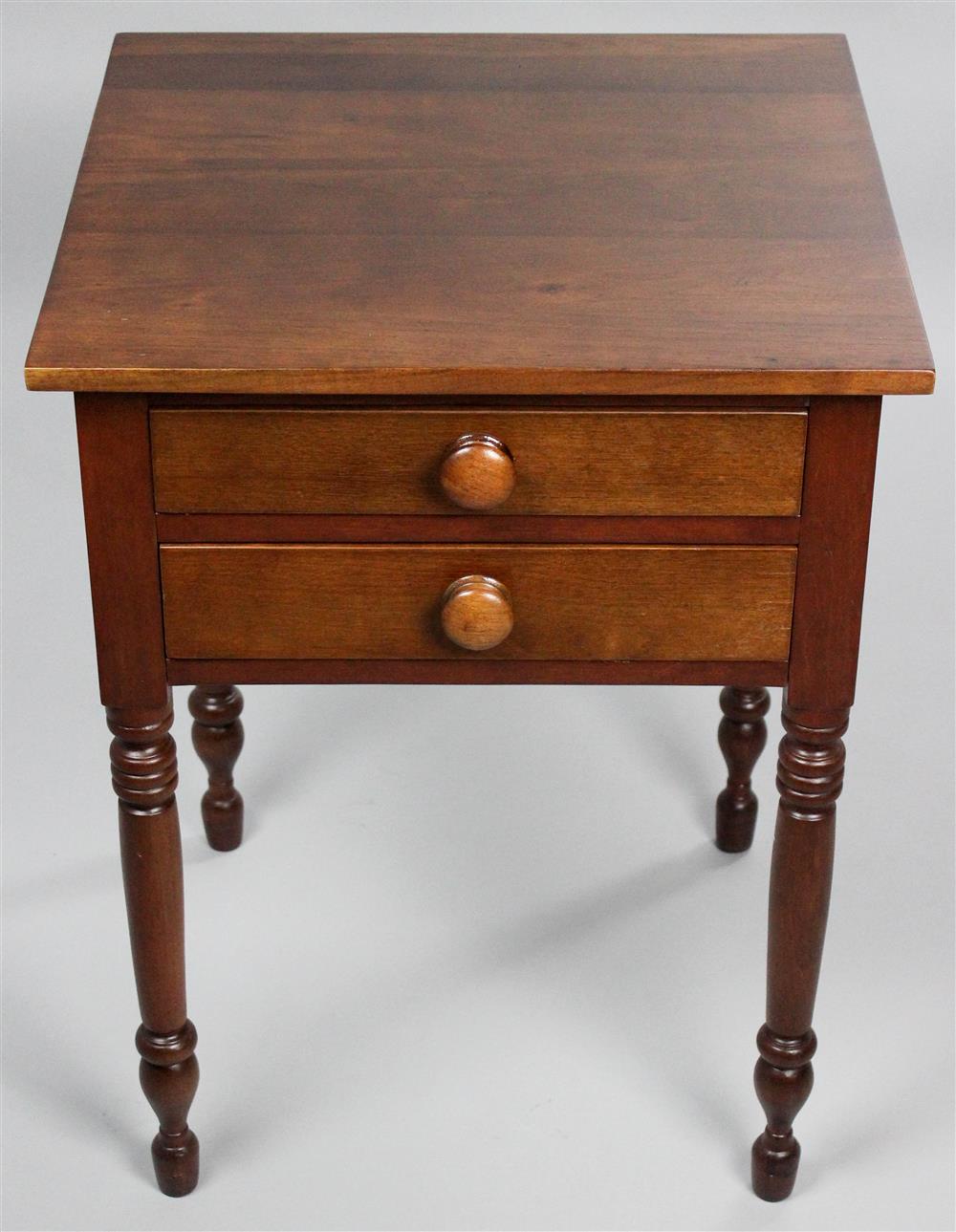 Appraisal: SHERATON CHERRY AND WALNUT WORK STAND the rectangular top over