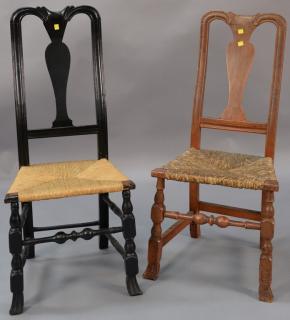 Appraisal: Two Queen Anne side chairs each with rush seat and