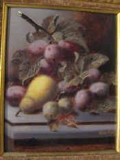 Appraisal: Oil attributed to Oliver Clare titled 'Still Life with Plums'