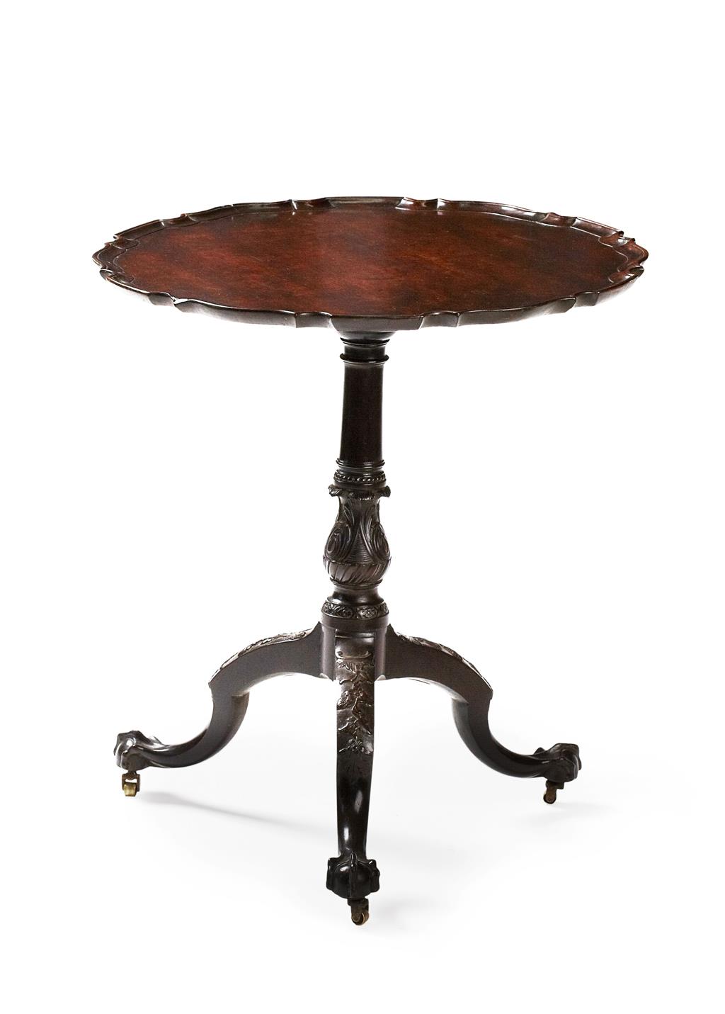 Appraisal: GOOD IRISH GEORGE III MAHOGANY PIECRUST TILT TOP TEA TABLE