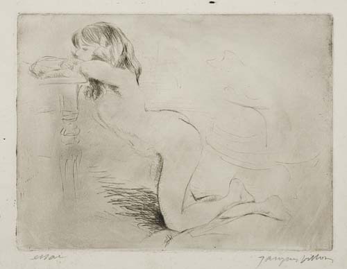 Appraisal: JACQUES VILLON Fillette agenouill e Drypoint and etching impressions Both