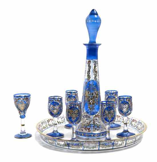 Appraisal: A Bohemian Cut and Enameled Glass Drinks Set comprising seven