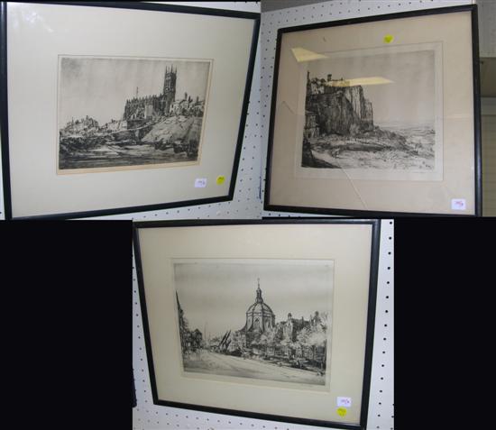 Appraisal: Sir David Muirhead Bone British - three drypoint engravings ''Orvieto''