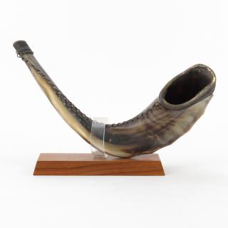 Appraisal: Antique Judaica Silver Mounted Shofar Antique Judaica Silver Mounted Shofar