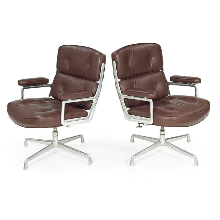 Appraisal: Charles Ray Eames Time-Life chairs pair aluminum frames over four-point