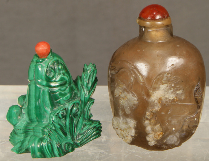 Appraisal: Chinese snuff bottle lot of is a carved malachite bottle