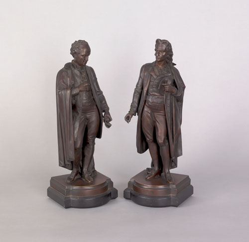 Appraisal: Pierre Aubert French d pair of bronze figures of scholars