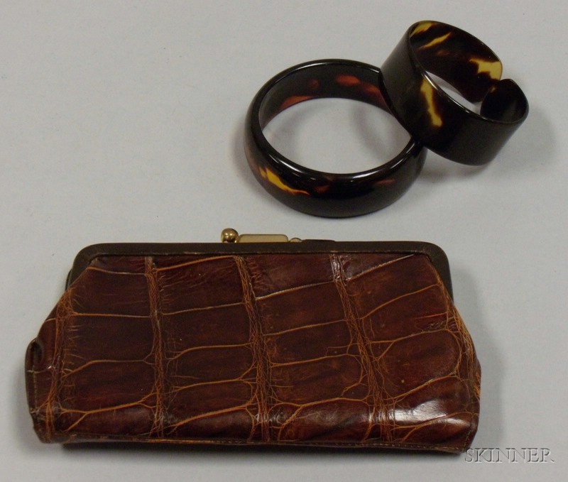 Appraisal: Small Vintage Marc Cross Alligator Wallet and Two Plastic Faux