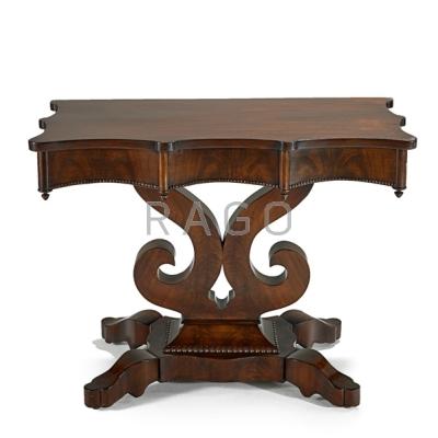 Appraisal: EMPIRE CONSOLE TABLE Mahogany with pedestal base ca x x