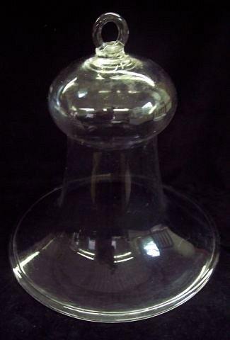 Appraisal: A bell shaped glass ceiling light protector with folded rim