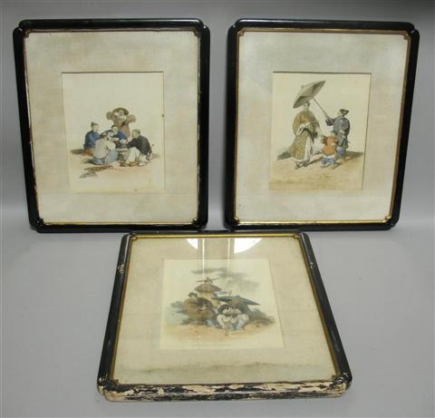 Appraisal: THREE FRAMED ENGLISH CHINOISERIE PRINTS Published London variously and by