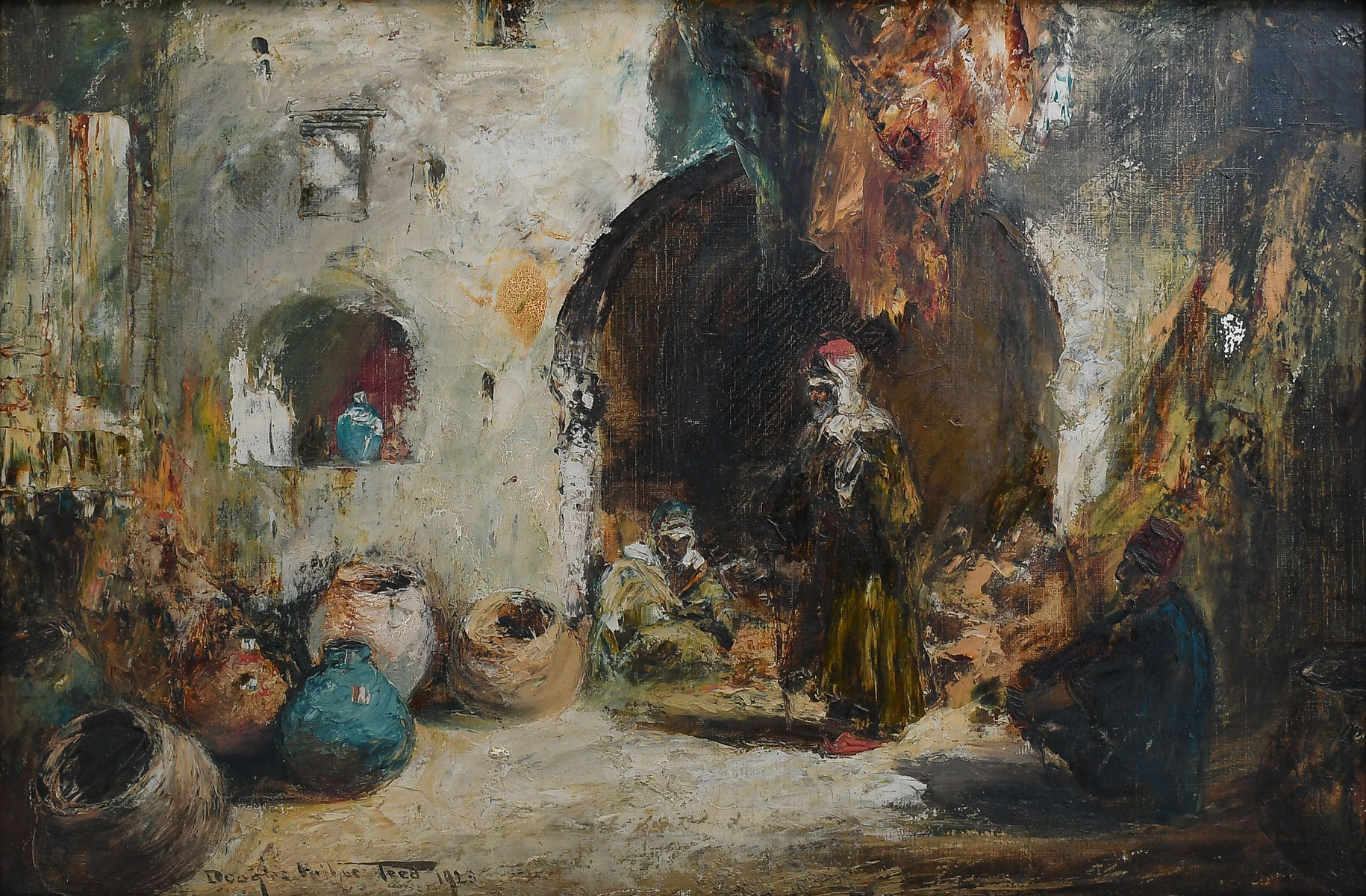 Appraisal: TEED Douglas American - Backstreet Orientalist Bazaar Scene Probably Morocco