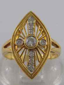 Appraisal: An carat gold and diamond ring of marquise design