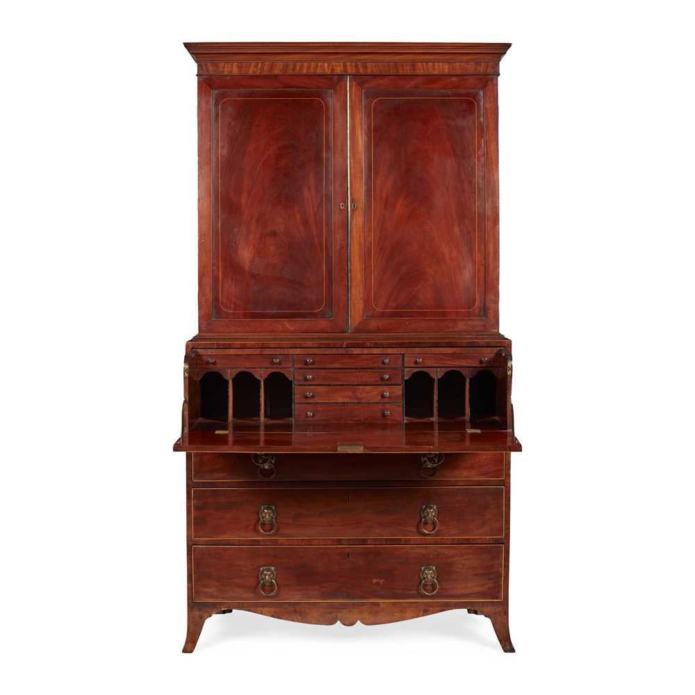 Appraisal: GEORGE III MAHOGANY SECRETAIRE BOOKCASE TH CENTURY the moulded cornice