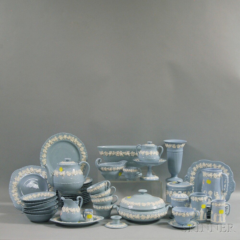 Appraisal: Extensive Collection Wedgwood Blue Embossed Queen's Ware Estimate - The