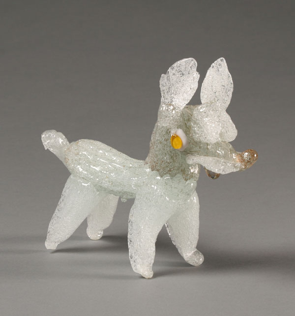 Appraisal: Art glass pulegoso dog figure x Slight damage to right