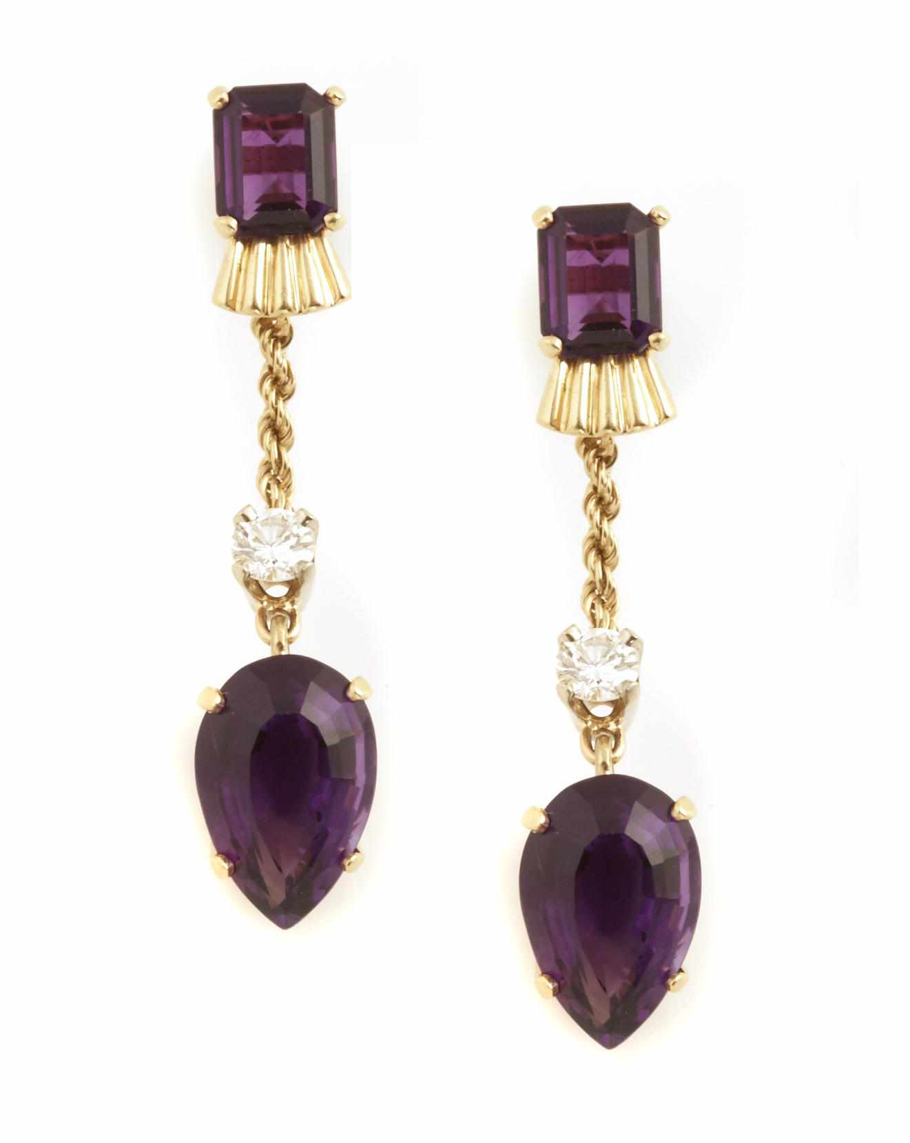 Appraisal: Property of various owners A pair of amethyst diamond and