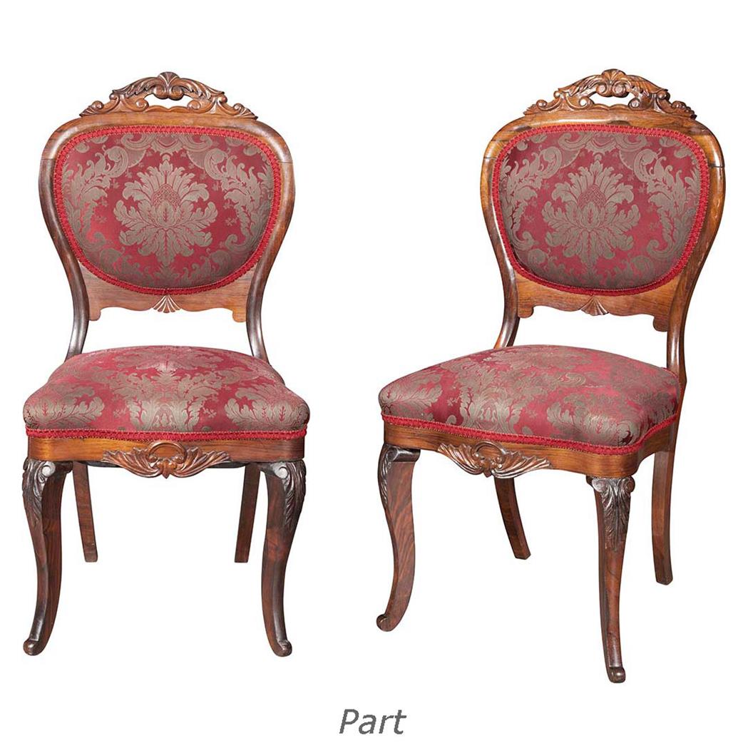 Appraisal: Set of Six Rococo Revival Carved Rosewood Dining Side Chairs