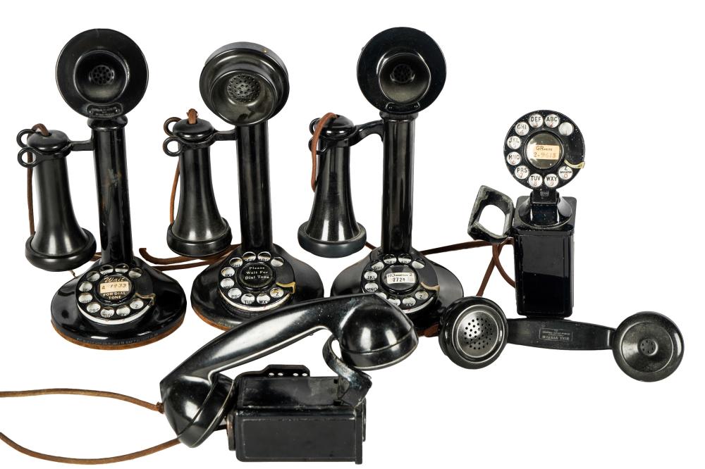 Appraisal: FIVE VINTAGE AMERICAN TELEPHONESone marked Western Electric inches high the