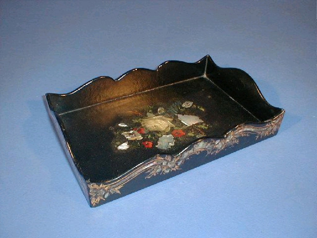 Appraisal: A thC papier mache desk tray of rectangular form with