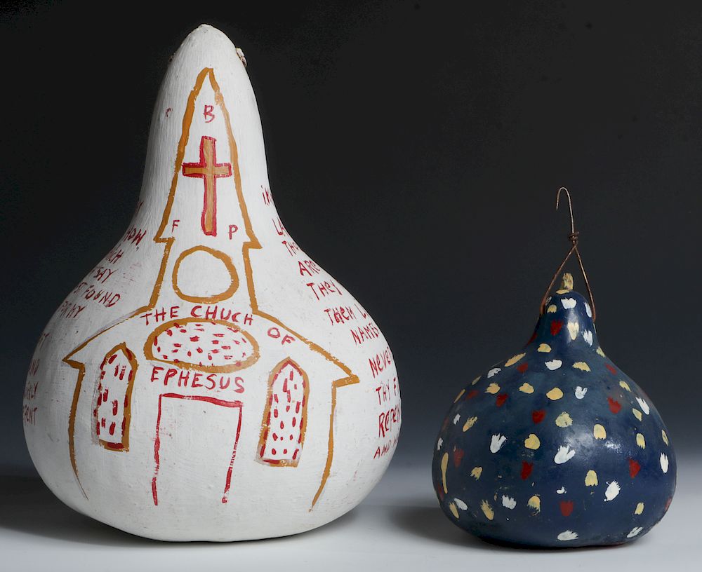 Appraisal: B F Perkins - Painted Gourds B F Perkins American