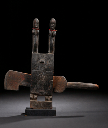 Appraisal: Bamana Dogon Peoples Anthropomorphic Doorlock Mali the upright member a