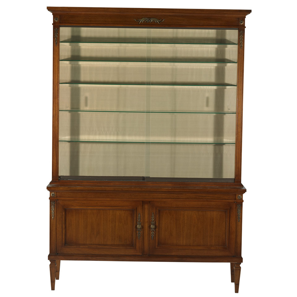 Appraisal: Empire Style Pecan Finish Vitrine Cabinet Circa Height - cm