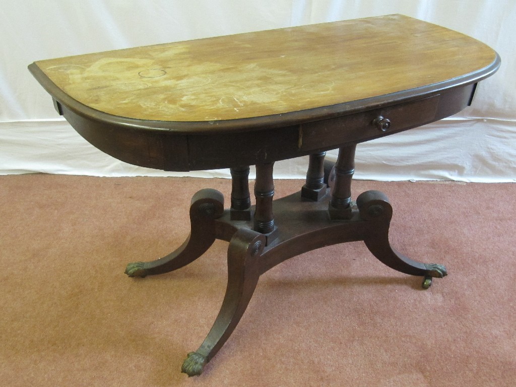 Appraisal: A Victorian mahogany tea table the D ended top raised